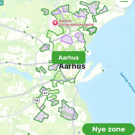 Greenmobility zoner i Aarhus