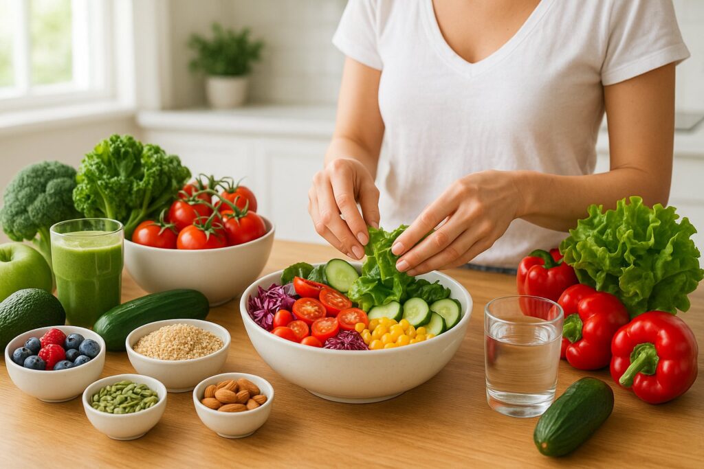 Sund kost på køkkenbordet