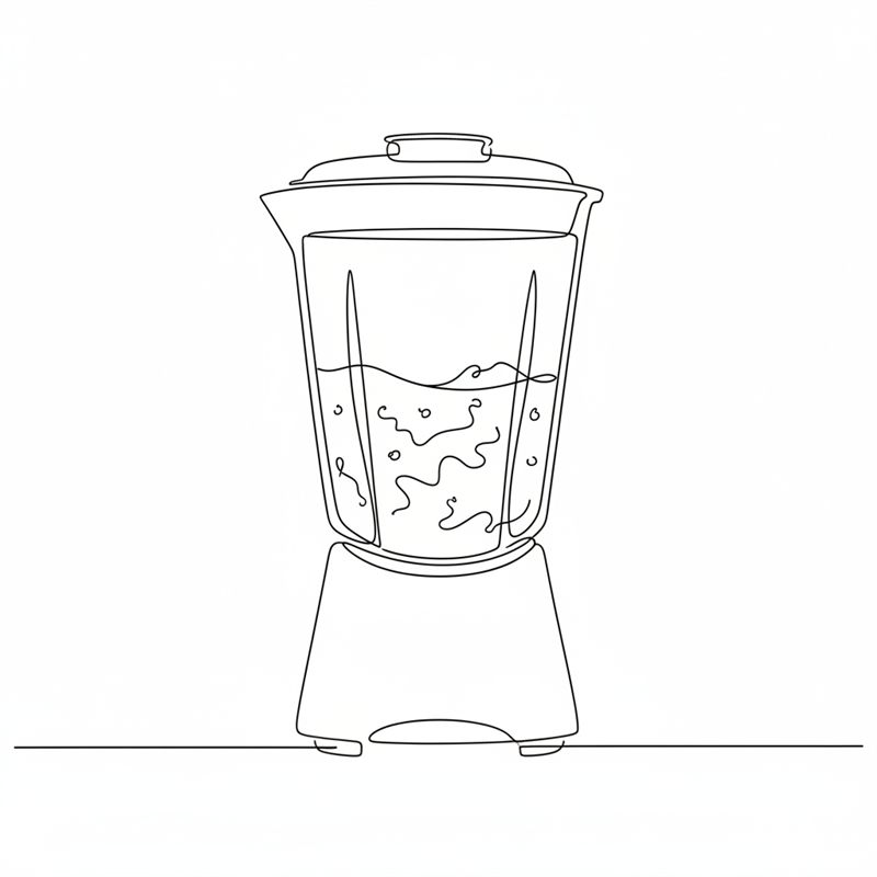 Tegning: en blender med fyld af linser og sød kartoffel
